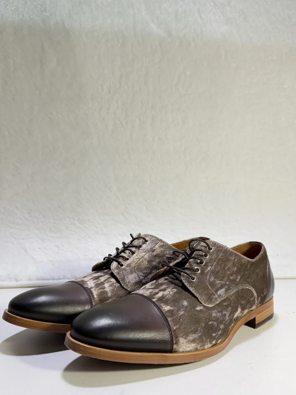 TAFT The Jack Shoe Grey Oxblood Wool Leather Cap Toe Oxford Men EU 41 US 8